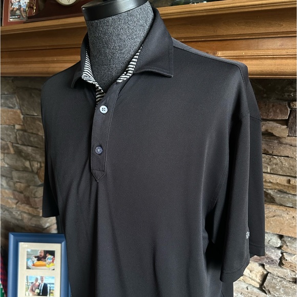 FOOTJOY Golf ⛳️ Men’s Black w Stripe Placket Performance Golf Shirt - Size LARGE - Picture 3 of 14